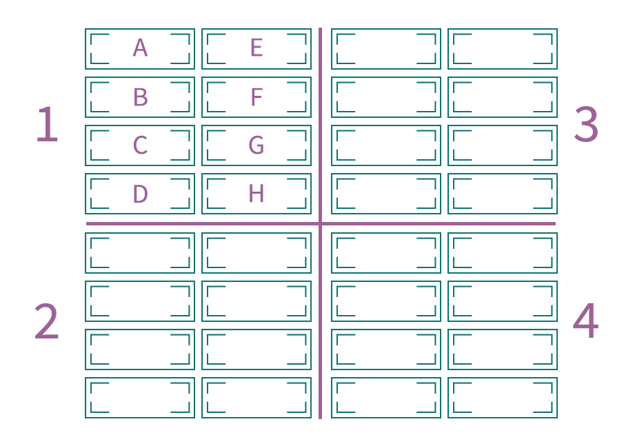 Illustration showing the arrangement of 36 notes on a printing plate.