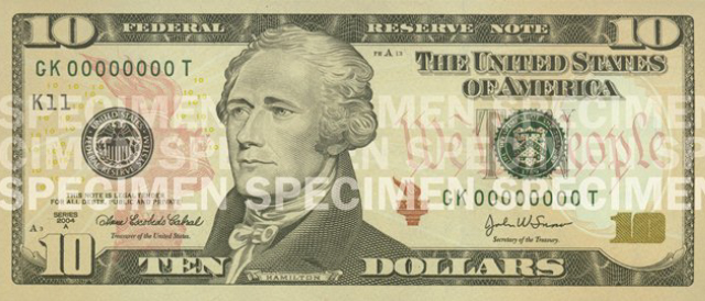 Front of the $10 Note