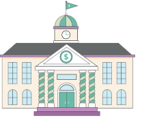 Illustration of front of school building.