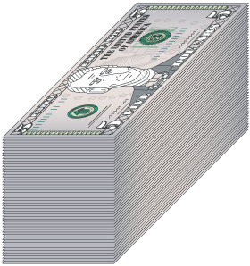 stack of $5 bills