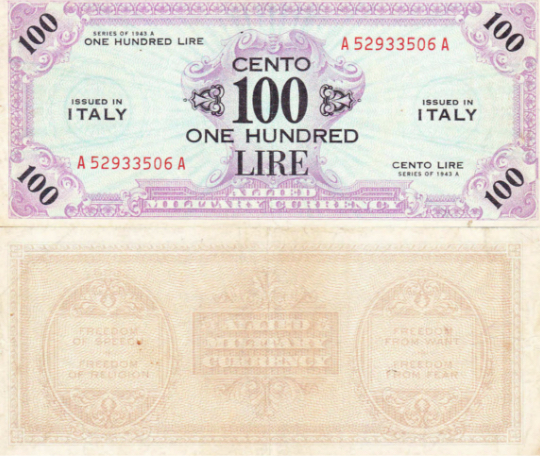 100 Lire, Allied Military Currency