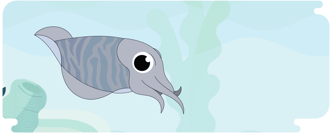 An illustrated animation of a cuttlefish changing patterns on its skin.