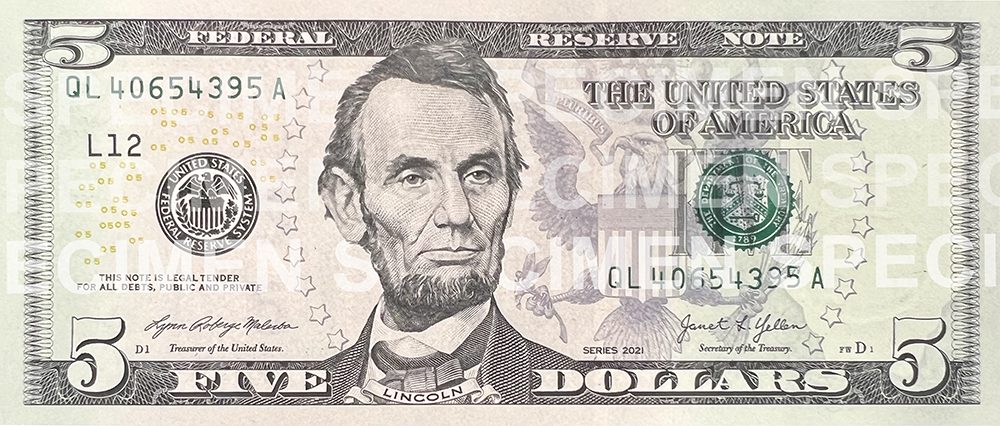 旧 $1.$5.$10.$20札アメリカ $5 Note