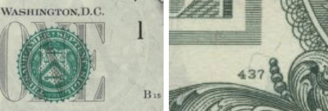 Face plate and back plate numbers of different notes.