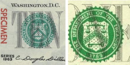 Excerpt of a note showing the Treasury seal.