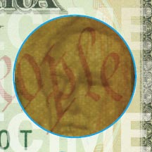 marca de agua del billete de diez dólares
