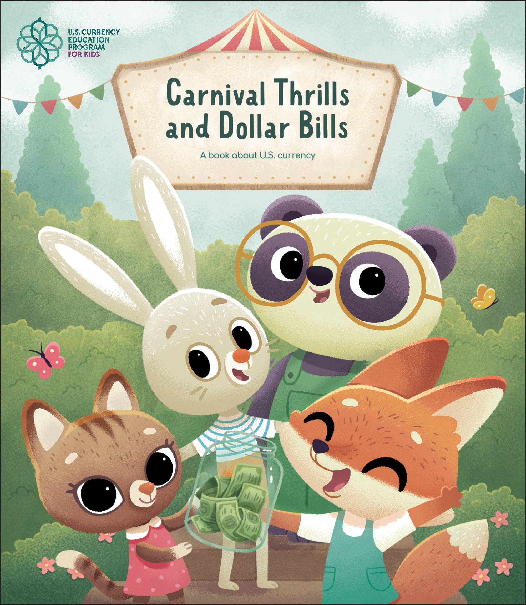Cover of the Carnival Thrills and Dollar Bills book featuring book characters.