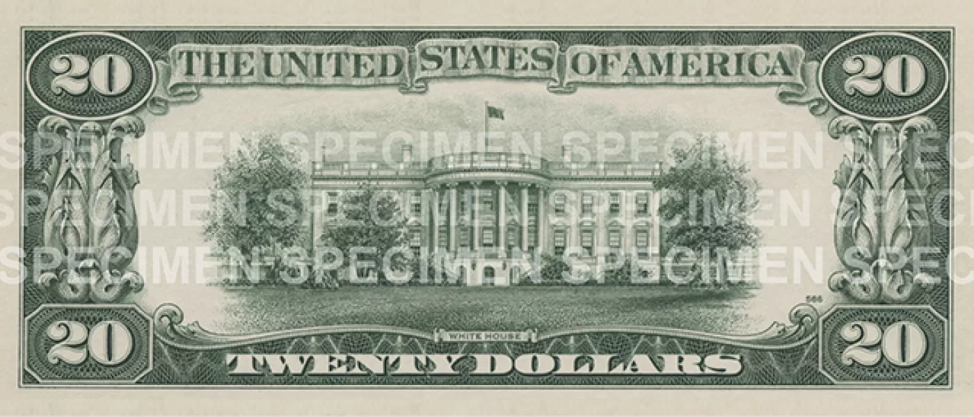 1928 - 1990 $20 bill back