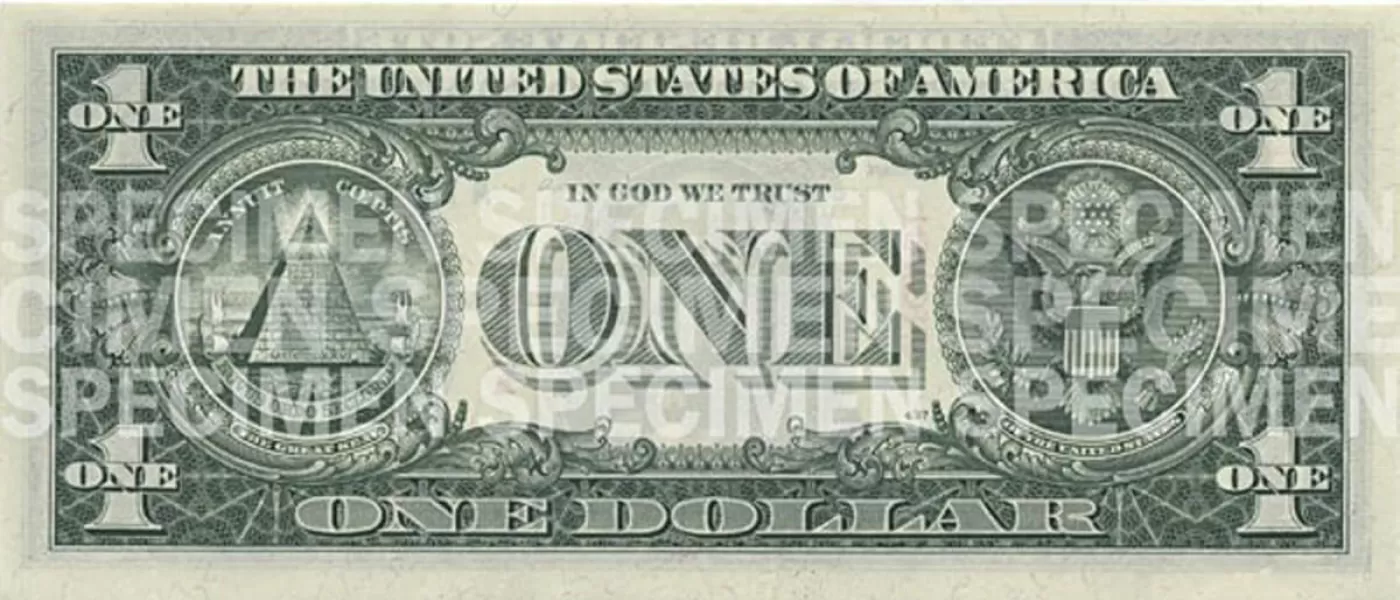 reverso del billete de 1 dólar