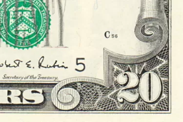 Microimpresión de billete de $20 (serie de 1990)