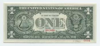 Parte trasera de un billete de $1 de la Reserva Federal (serie de 1963)