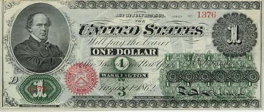 Image of a $1 Legal Tender Note face (obverse).