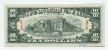 $10 Federal Reserve Note back (Series 1928)