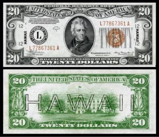 Billete de $20 de la Reserva Federal sobreimpreso de la Segunda Guerra Mundial, Hawaii