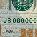 ejemplo del número de serie del billete de 100 dólares