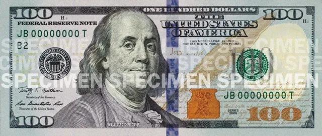Reverso del billete de $100